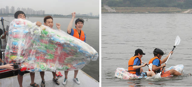 Patates cipsi poşetlerinden tekne yaptılar