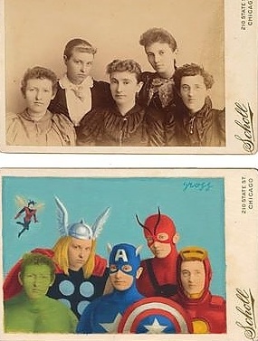 Eski fotoğraflar popüler kültür karakterleriyle birleşince