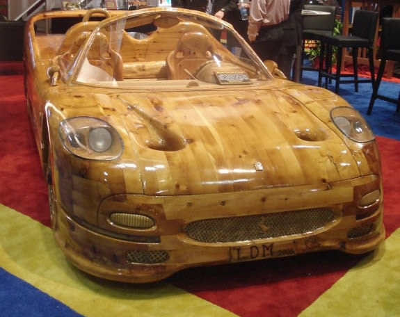 Ağaçtan Ferrari yapıp suda yüzdürdü