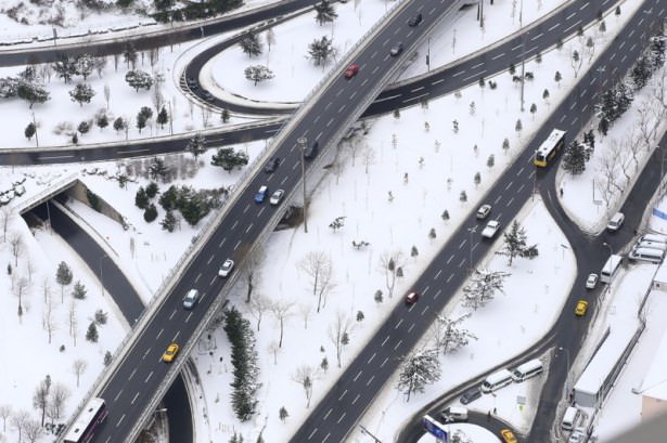 Beyaz İstanbul havadan böyle görüntülendi