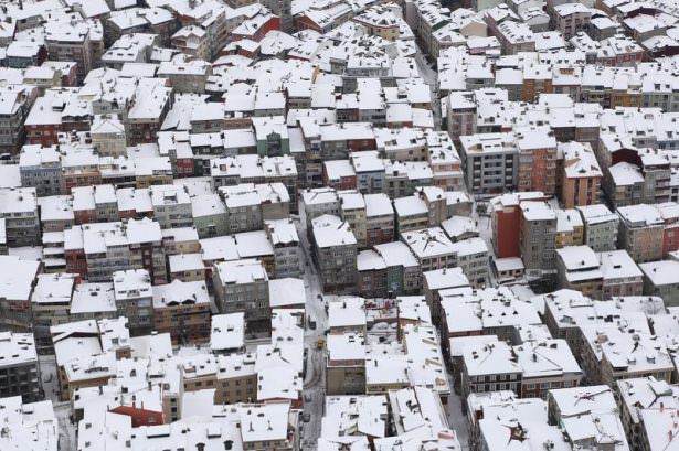 Beyaz İstanbul havadan böyle görüntülendi