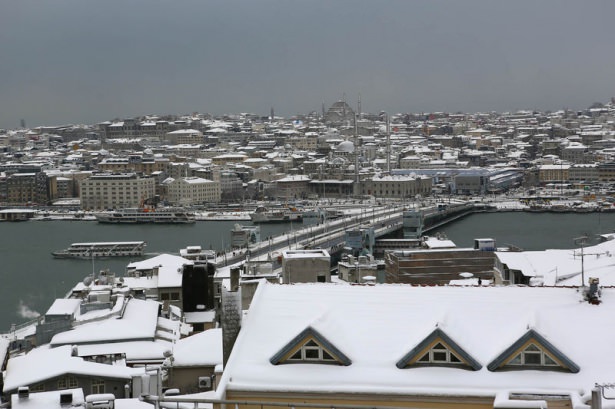 Beyaz İstanbul havadan böyle görüntülendi