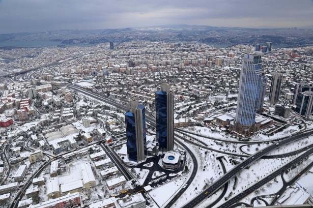 Beyaz İstanbul havadan böyle görüntülendi