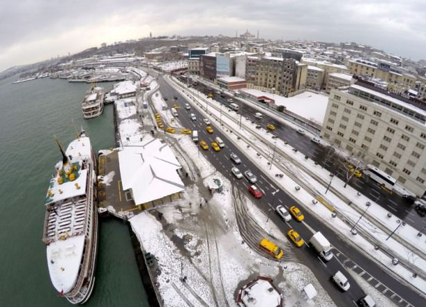 Beyaz İstanbul havadan böyle görüntülendi