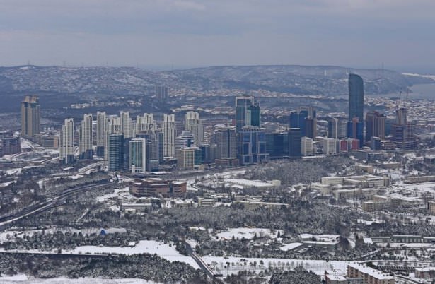 Beyaz İstanbul havadan böyle görüntülendi