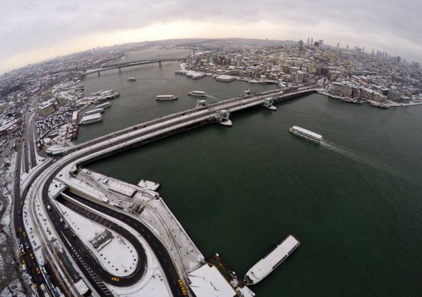 Beyaz İstanbul havadan böyle görüntülendi