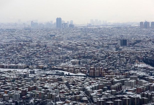 Beyaz İstanbul havadan böyle görüntülendi