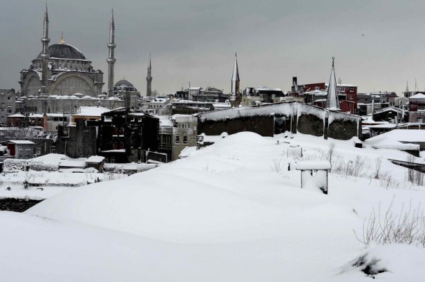 Beyaz İstanbul havadan böyle görüntülendi