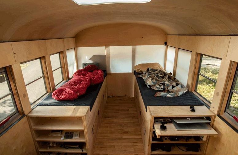 Harika bir eve dönüştürülen okul otobüsü