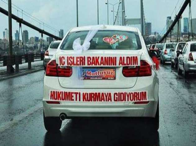 İlginç gelin arabası yazıları