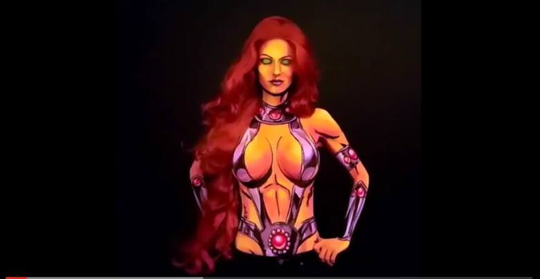 Vücudunu boyayıp kendini çizgi kahramanlara dönüştüren manken