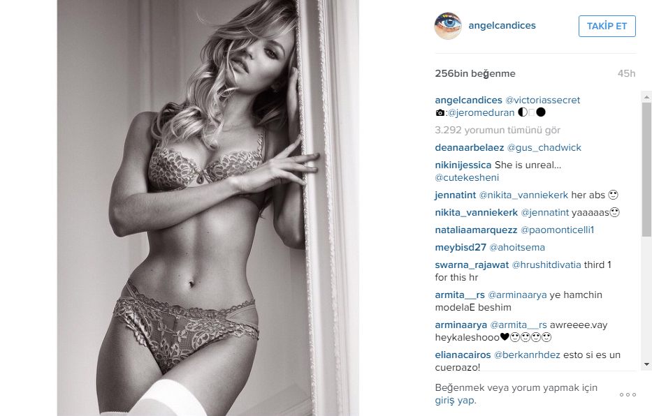 Seksi melek Candice Swanepoel instagram paylaşımları