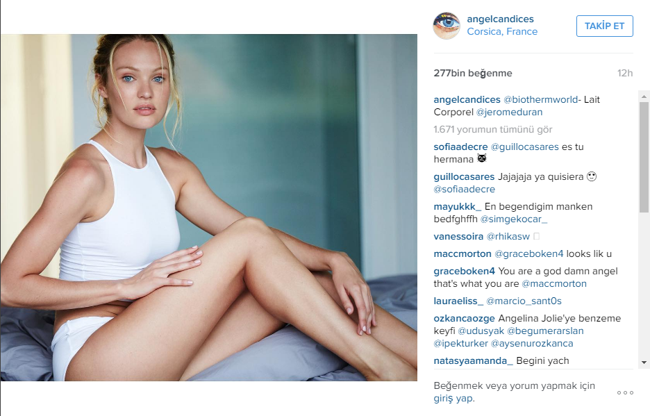 Seksi melek Candice Swanepoel instagram paylaşımları