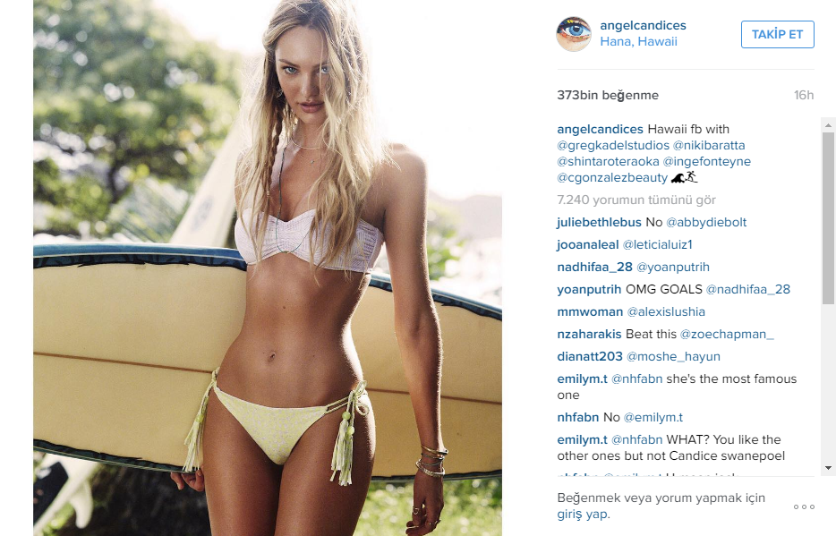 Seksi melek Candice Swanepoel instagram paylaşımları