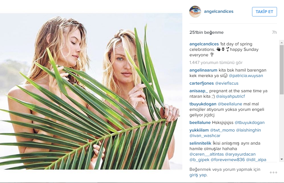 Seksi melek Candice Swanepoel instagram paylaşımları