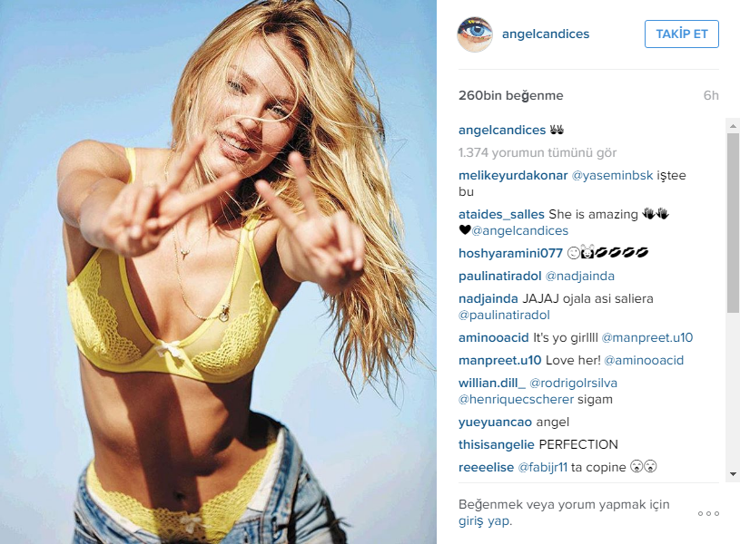 Seksi melek Candice Swanepoel instagram paylaşımları