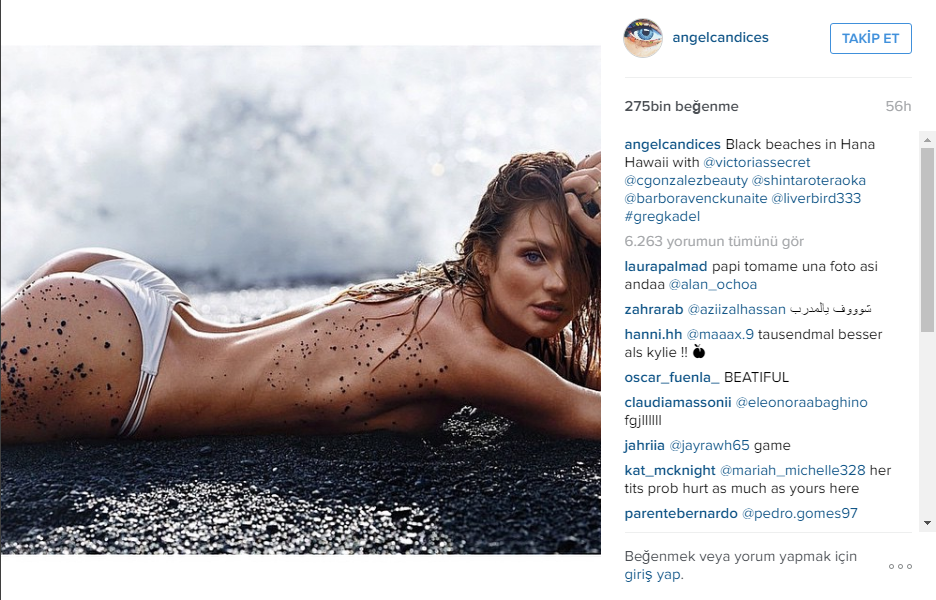 Seksi melek Candice Swanepoel instagram paylaşımları