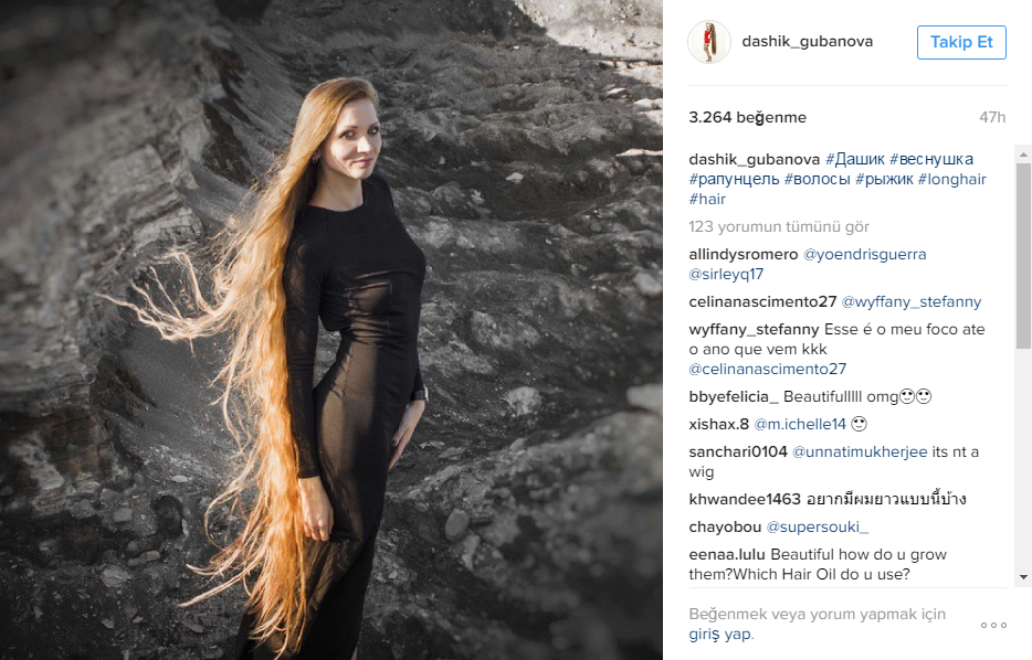 Modern çağın Rapunzeli : Dashik Gubanova