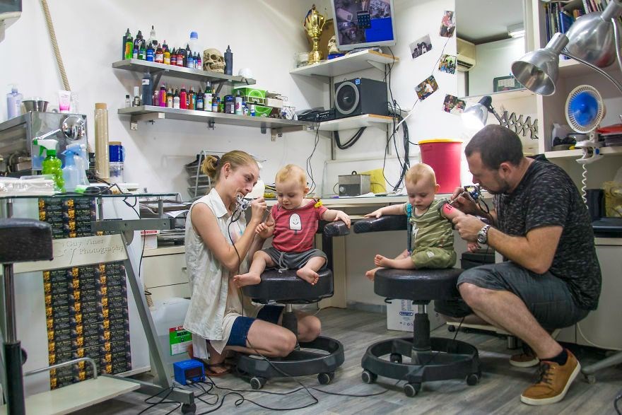 İkiz babasından yaratıcı fotoğraf projesi