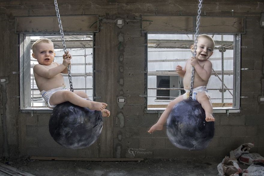 İkiz babasından yaratıcı fotoğraf projesi