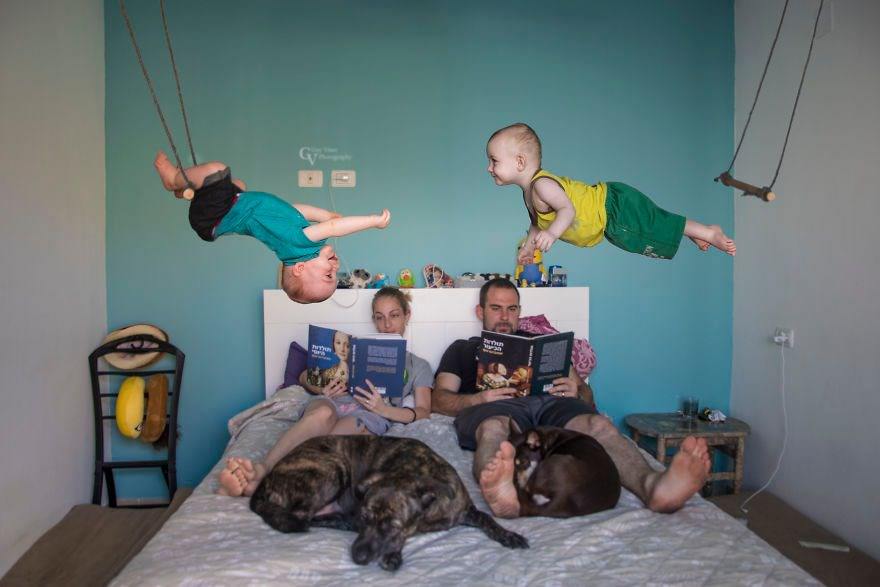 İkiz babasından yaratıcı fotoğraf projesi