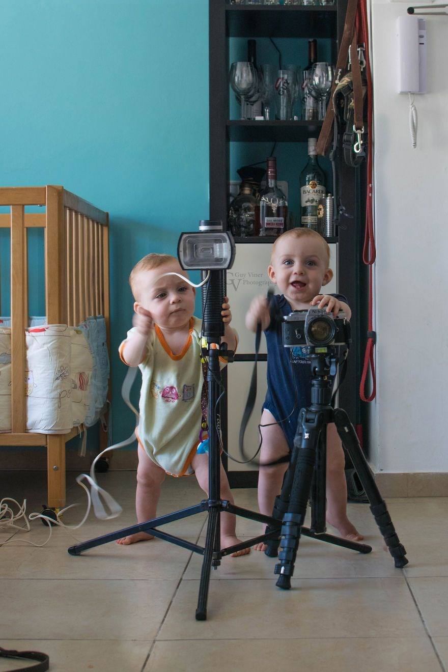 İkiz babasından yaratıcı fotoğraf projesi