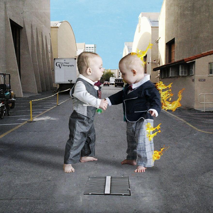 İkiz babasından yaratıcı fotoğraf projesi