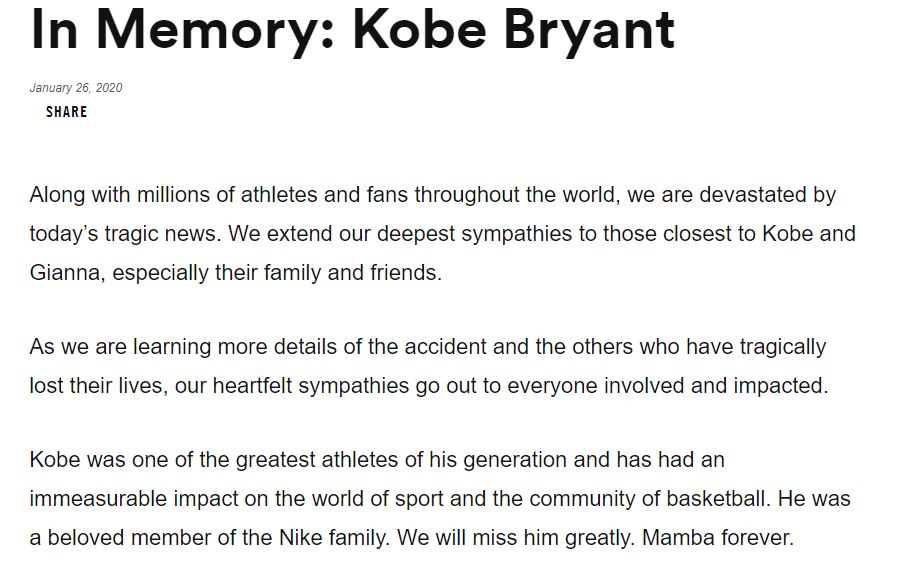 Kobe Bryant ayakkabıları artık satılmayacak mı?