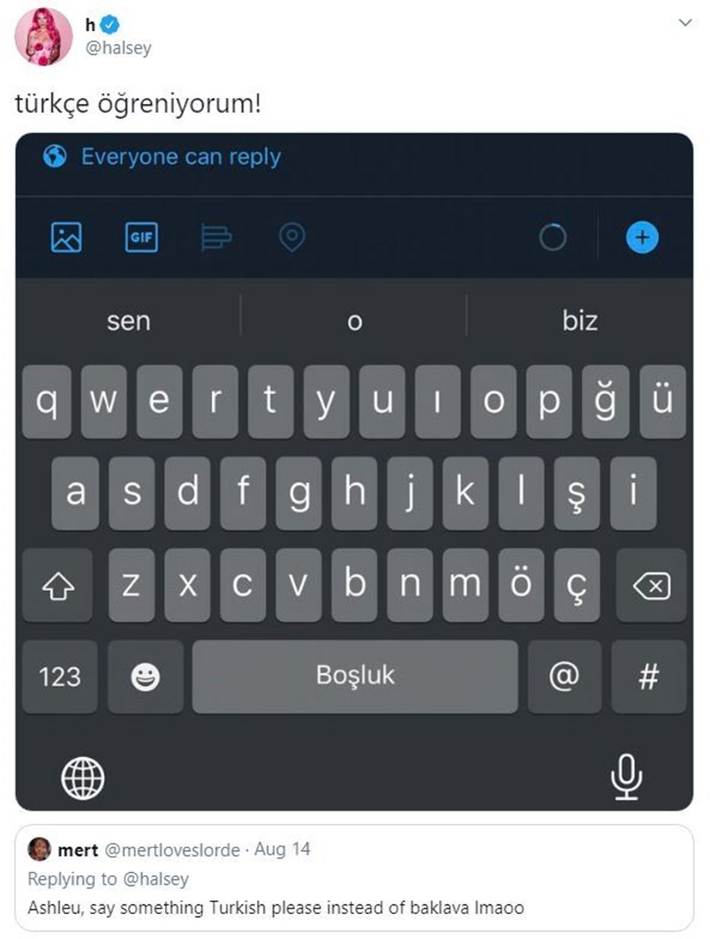 Halsey: Türkçe öğreniyorum, baklava yapıyorum