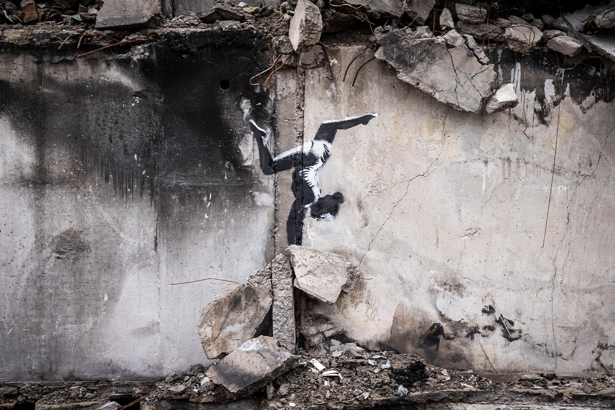 Banksy Ukrayna'da yedi yeni duvar resmiyle ortaya çıktı