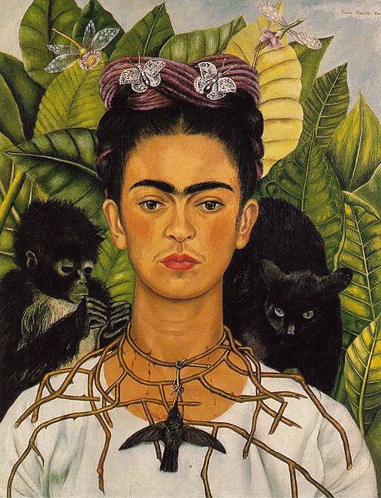 4. Self-Portrait with Thorn Necklace and Hummingbird, 1940