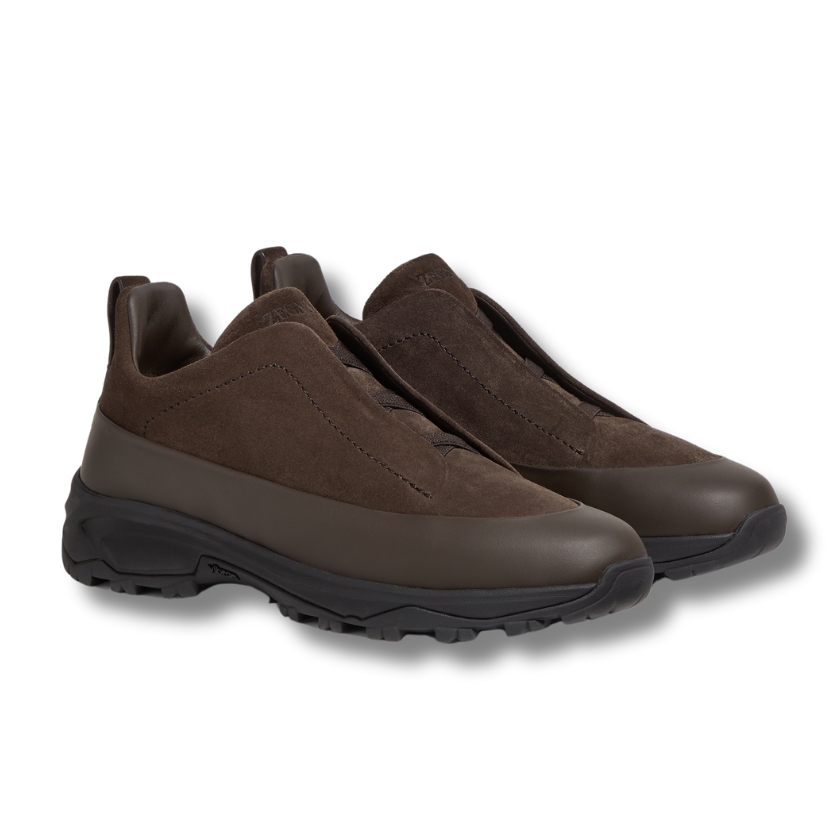 Zegna Kahverengi Süet ve Deriden Triple Stitch™ Monte Sneaker