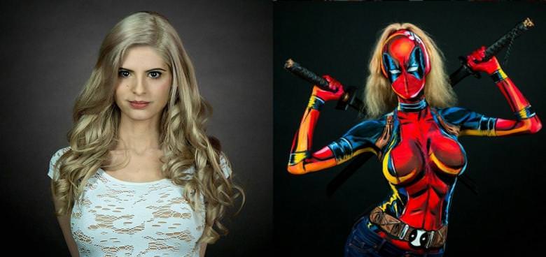 Vücudunu boyayıp kendini çizgi kahramanlara dönüştüren manken