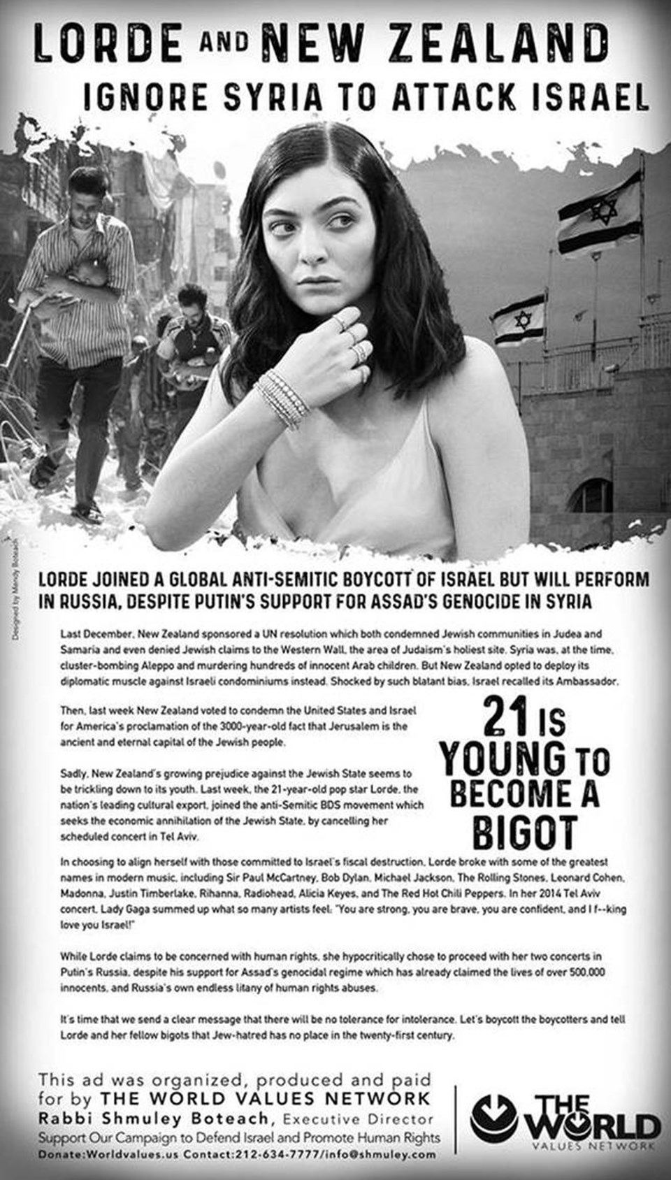 Lorde ABD ve İsraillileri çıldırttı