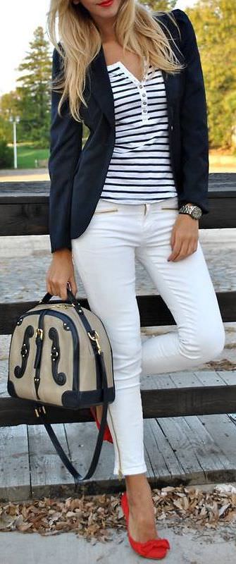 Beyaz pantolon kombinleri