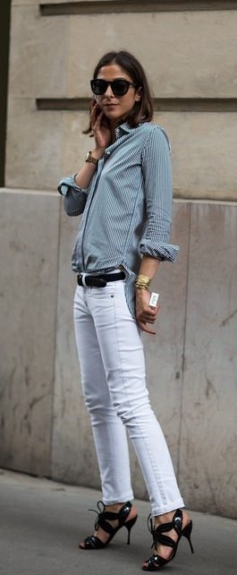 Beyaz pantolon kombinleri