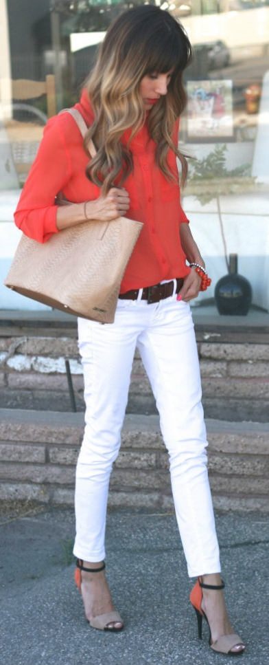 Beyaz pantolon kombinleri