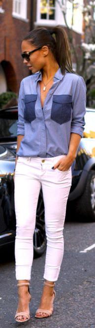 Beyaz pantolon kombinleri