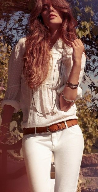 Beyaz pantolon kombinleri