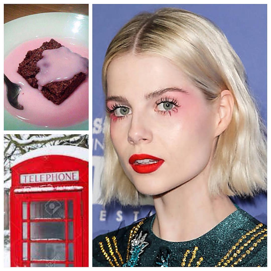 Lucy Boynton'un deneysel makyajları