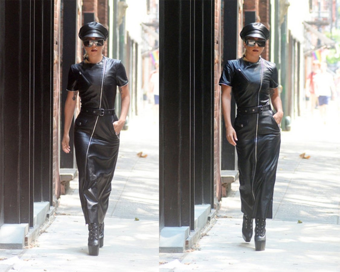 Lady Gaga'nın deri elbisesi olay oldu!