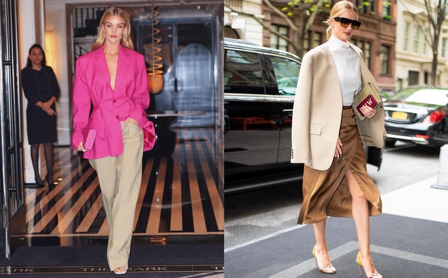 Rosie Huntington-Whiteley'den büyük boy blazer stil dersi